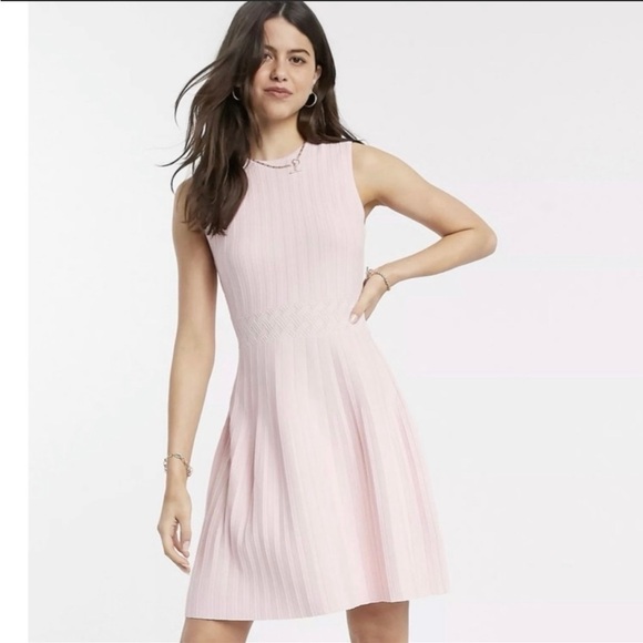 Ted Baker Balieey Stitch Detail Knotted Sleeveless Zip Back Dress Size 3/8-10 US - Picture 1 of 15